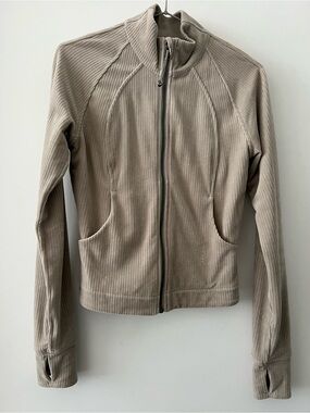 lululemon athletica Ribbed Full-Zip Jacket in Taupe